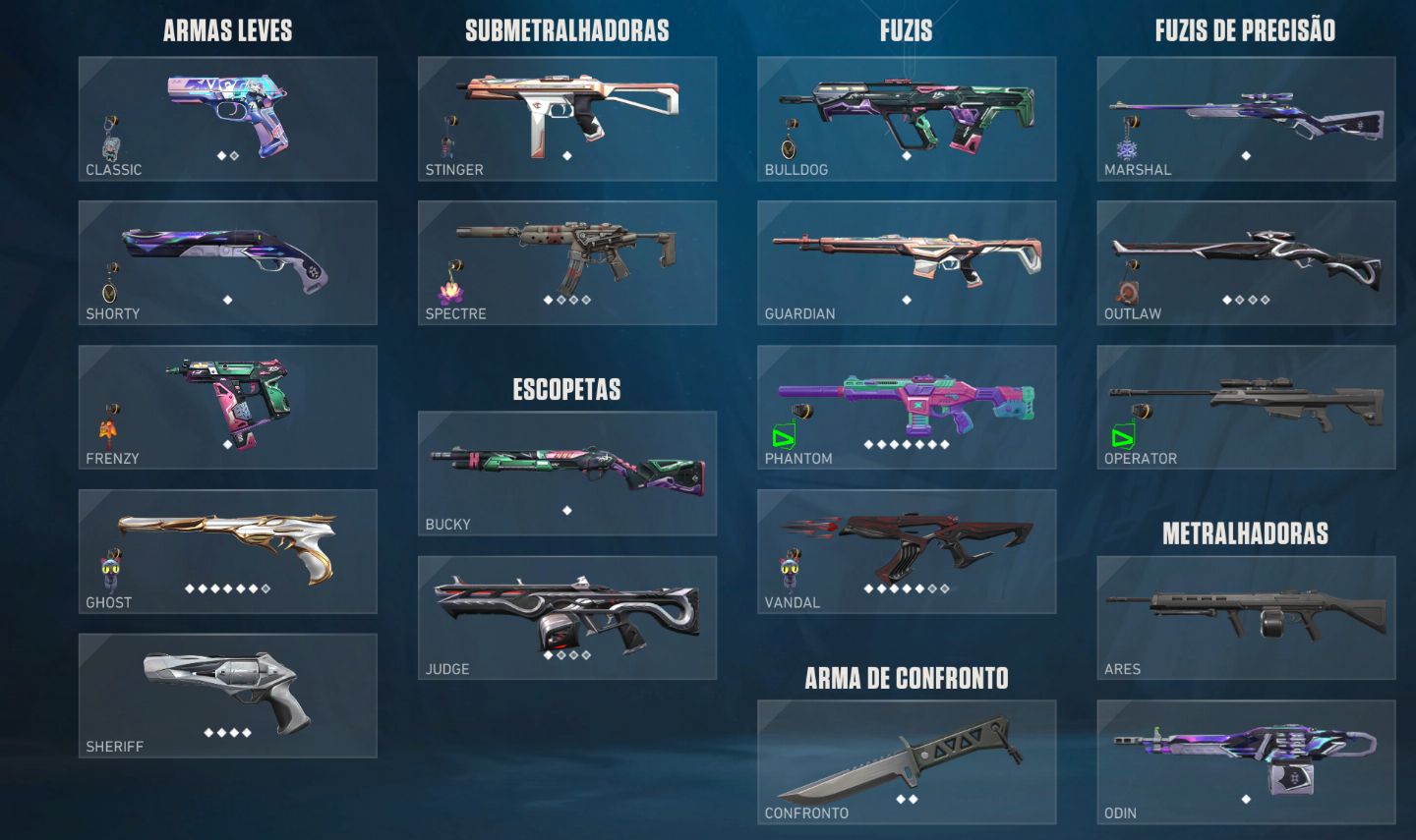 Conta de valorant com várias skins elo ouro 3 1300 gastos