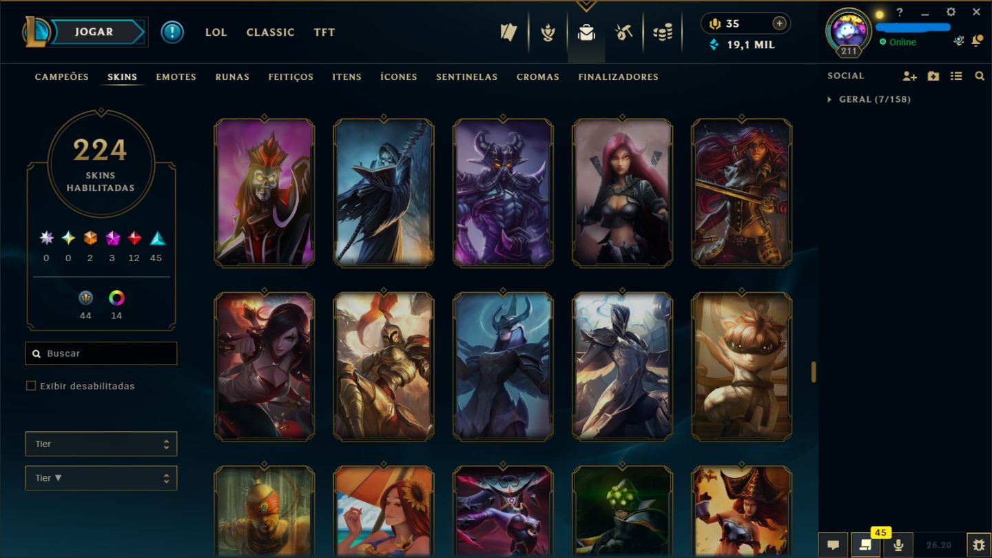 Conta com skins raras