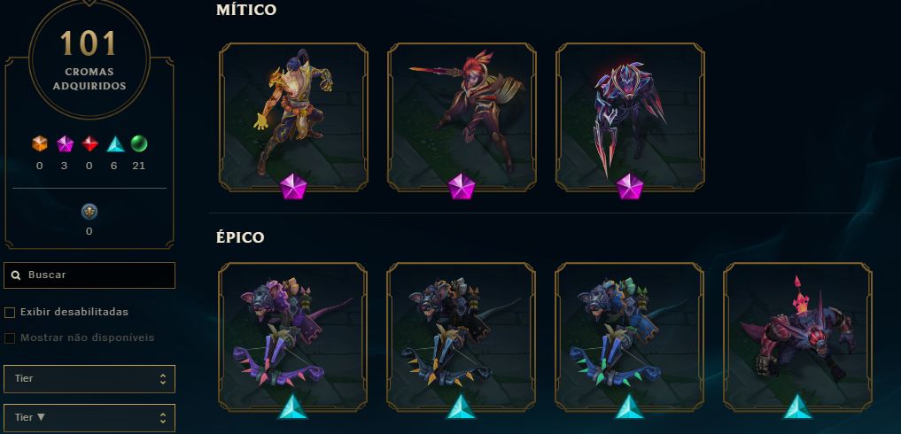 Conta LoL | LEVEL 617 | 260 skins | Elo Gold 3