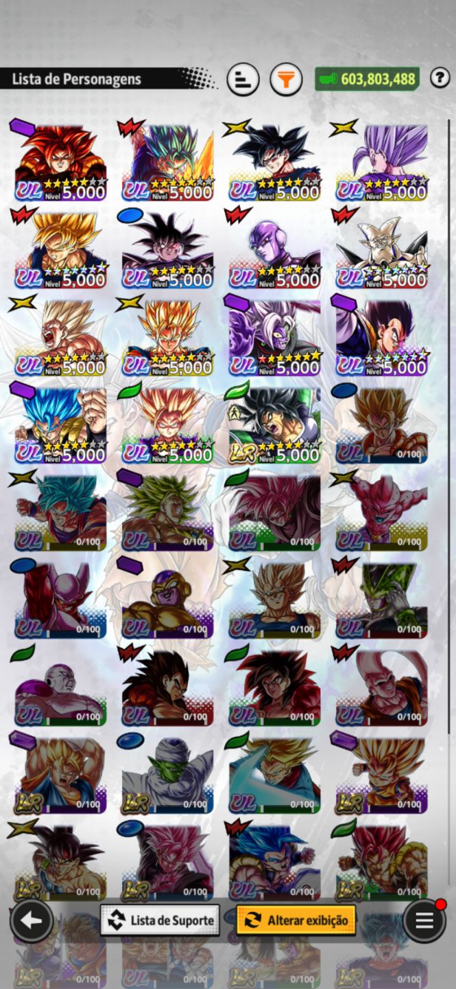 Conta DB Legends Nv.247 e poder de luta de 603 Milhões (Negociável)