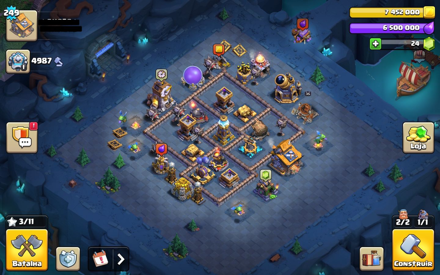 CONTA DO CLASH OF CLANS (CV 18 PRATICAMENTE FULL COM VÁIOS PASSES, SKINS ETC.)