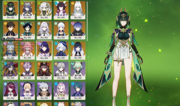 Conta Genshin, muitos personagens 5 estrelas com assinatura.