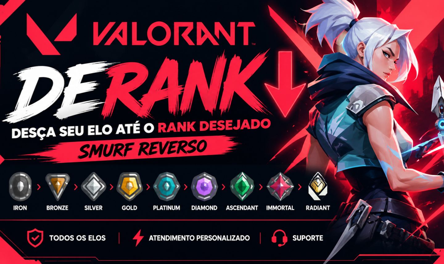 SMURF REVERSO! DESÇO O ELO DA SUA CONTA ATE O NÍVEL DESEJADO! VALORANT