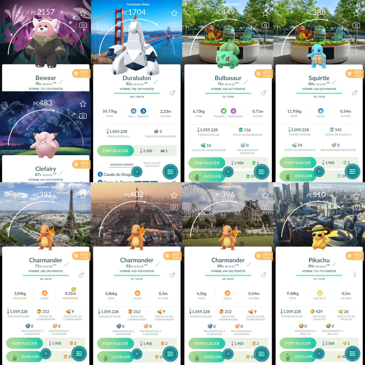 CONTA COLECIONADOR COM SHUNDO +12 LENDÁRIOS SHINY 3 100% E MT FUNDO - POKEMON GO