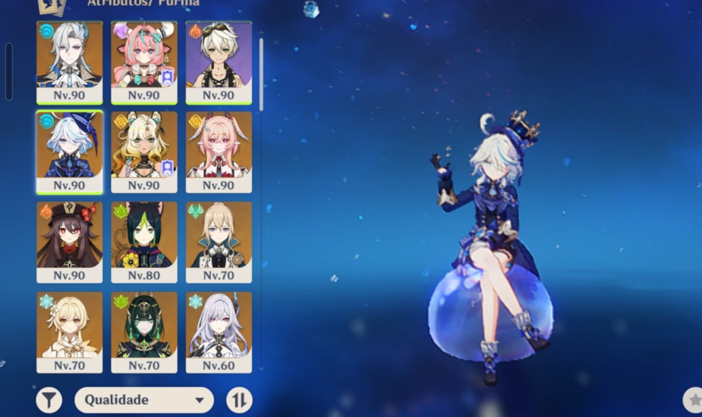 Conta de genshin com Furina+Neuvillette entre outros!