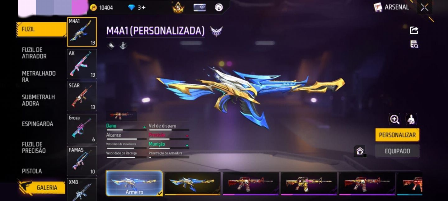 CONTA FREE FIRE PRIME 5 + 300 PEITORAIS + 200 CALÇAS PUNHO EVOLUTIVO MUITO MAIS
