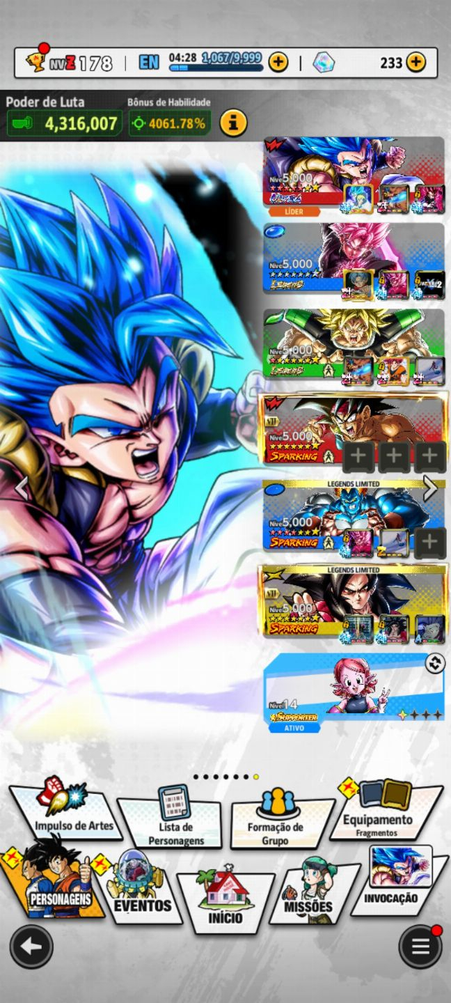 CONTA AVANÇADA COM O NOVO GOGETA ULTRA 12*, BROLY LR 8*, GOKU BLACK LR 14*