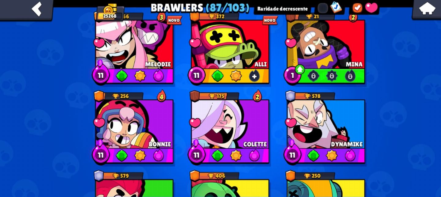 Conta Brawl Stars - 87 Brawlers | 25k+ Troféus | 9 Skins Lendárias
