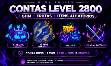 CONTAS BLOX FRUITS LEVEL MAX (2800) + GHM (Max mastery) e Kitsune ingerida