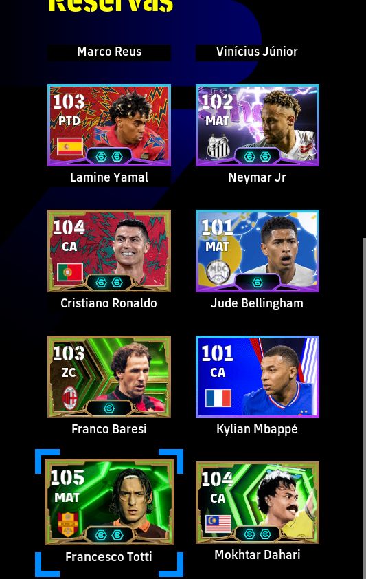 CONTA STEAM eFootball | Gullit 107, Messi 106, Matthäus 105, Griezmann 104 | Fo