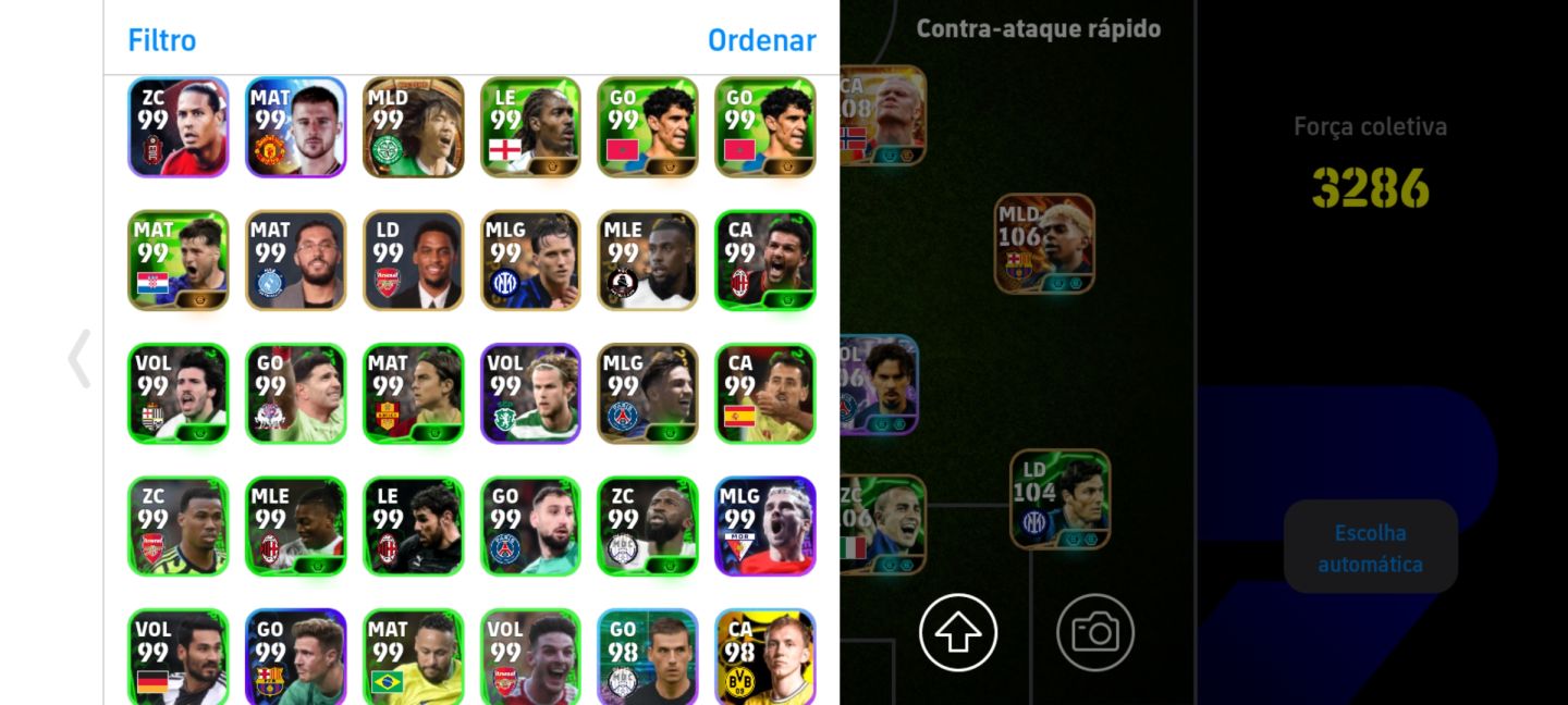 Conta da época do pes força do time 3286