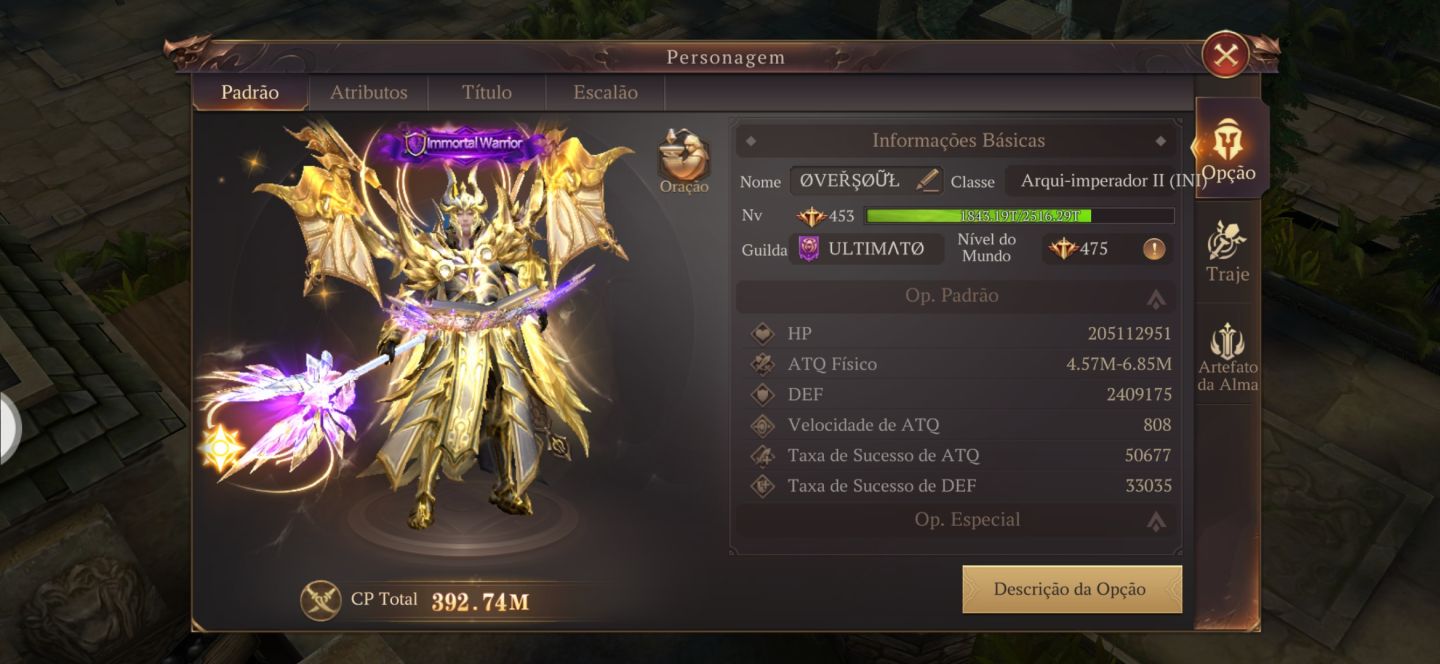 Conta Mu Dark Epoch vip9 t8 LV 453