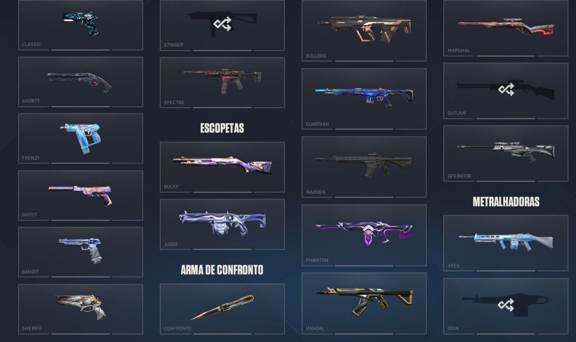 Conta valorant muitas skins de vandal + facas + champions 2025