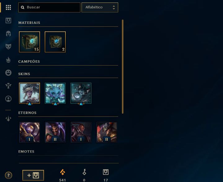 CONTA DE LOL GOLD COM 14 SKINS E 17 BAÚS FULL ACESSO