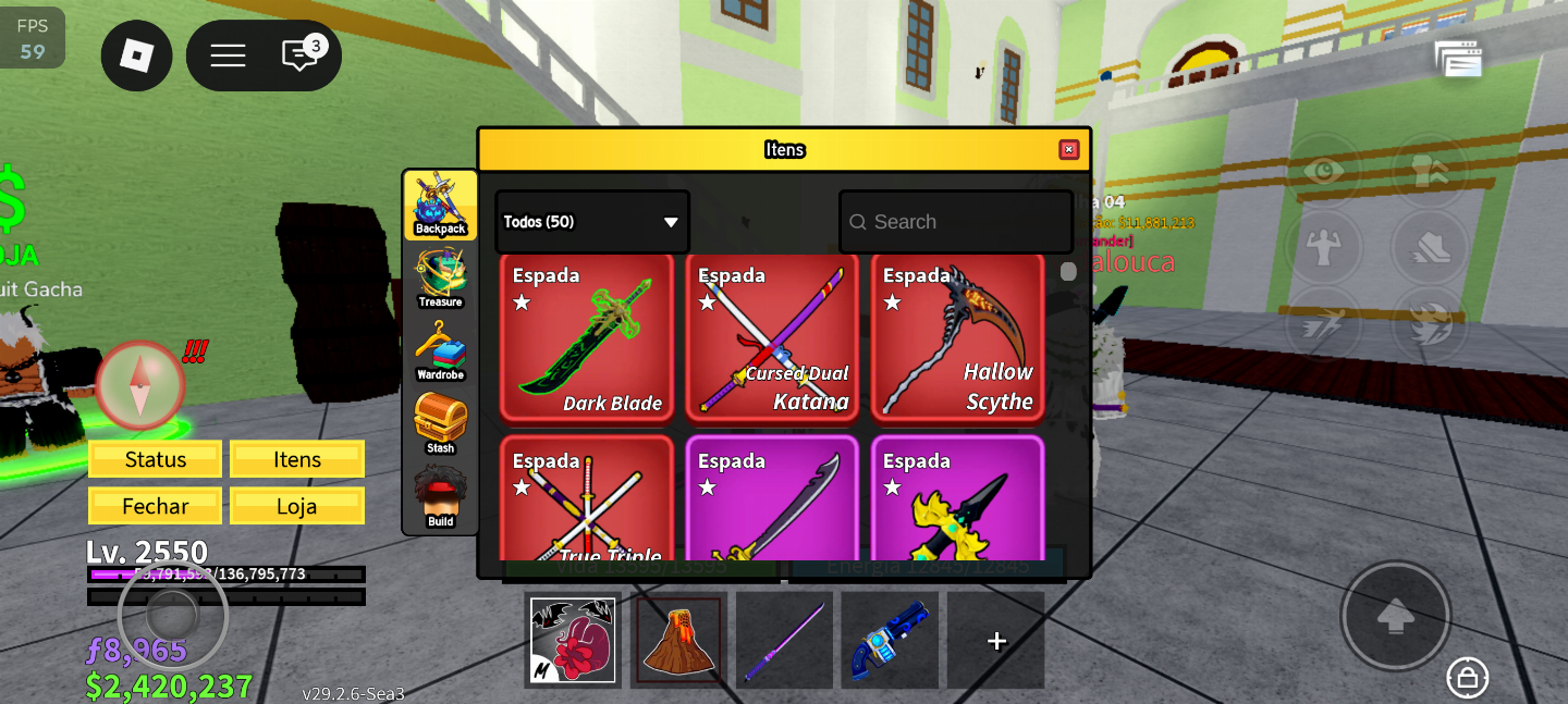 CONTA BLOX FRUITS FRUTAS PERMS & RAÇAS V4, VARIAS GAMEPASSES