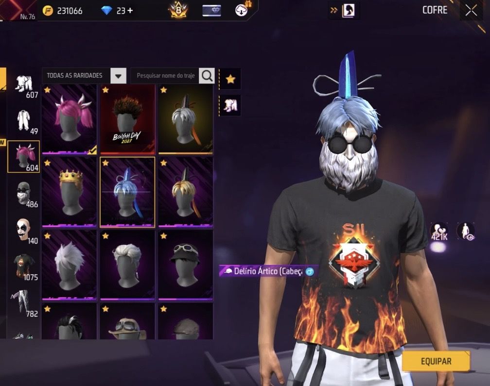 CONTA FREE FIRE ANTIGA EXTREMAMENTE RARA E GEMADA +1000 peitas PRIME 8