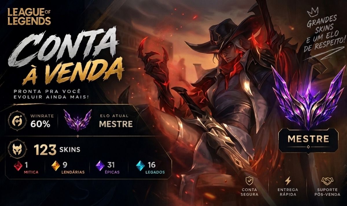 Conta Mestre 60% Winrate(49W 33L), 120 skin no preço