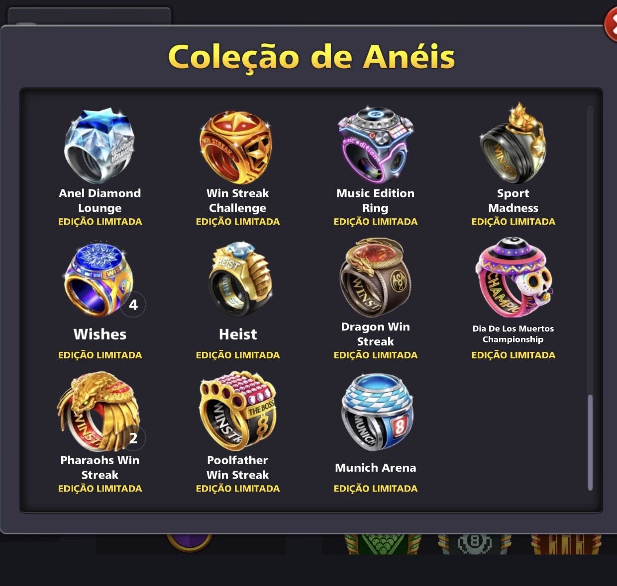 CONTA 8 BALL POOL, LVL 186, FULL LENDÁRIA, +450M FICHAS, +60 AVATARES, 200 NOTAS