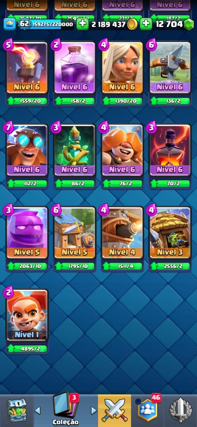 Conta Clash Royale com 12k de gemas + Braw Stars + Clash of Clans