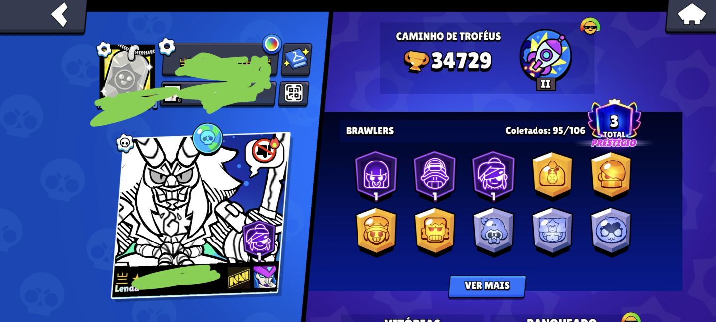 OFERTA! CONTA RARA COM 97 BRAWLERS
