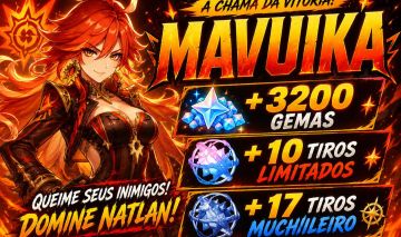 GENSHIN IMPACT: MAVUIKA+3200 GEMAS+47 TIROS+VARIOS 4 ESTRELA