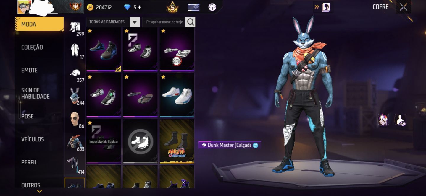 FREE FIRE PRIME 5 | 633 PEITORAIS | 414 CALÇAS | MUITO COISA RARA NA CONTA