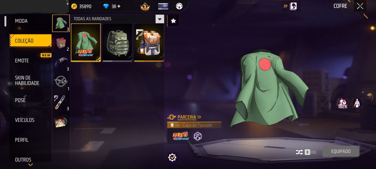 CONTA FF NÍVEL 18 COM 3 SKINS & 2 EMOTES DO NARUTO + 6 SKIN RARAS (SEU EMAIL)