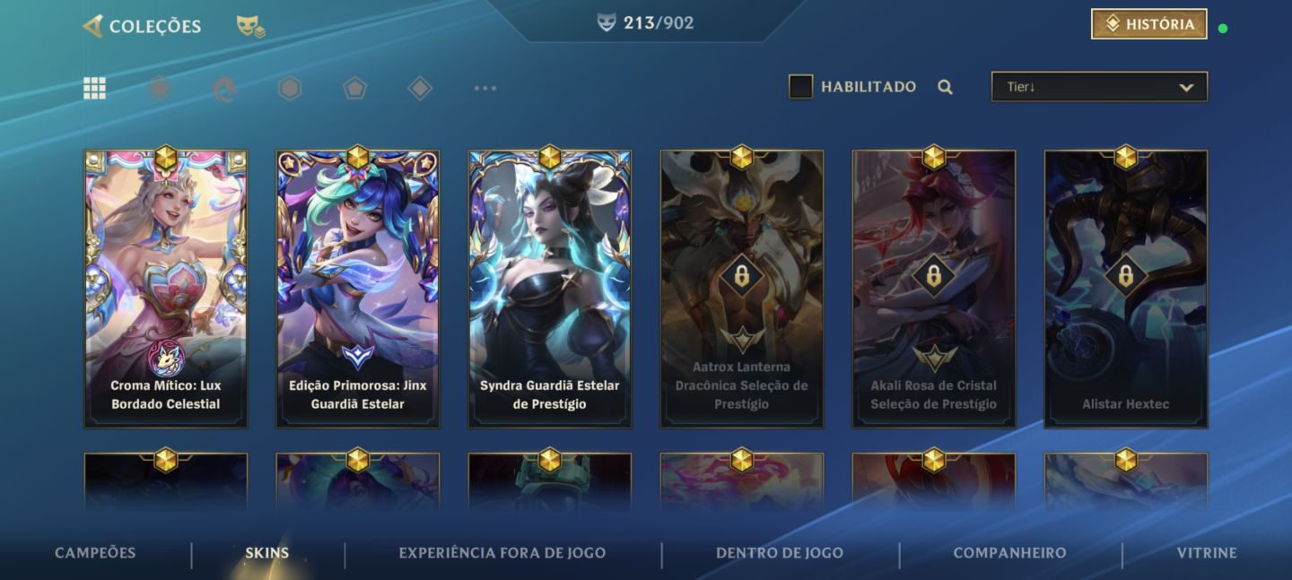 Conta Wild rift 900 essências laranjas, 213 skins