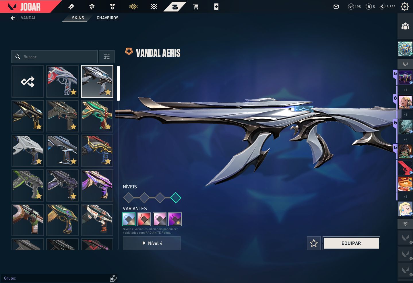 Conta Valorant, diversas skins de valndal