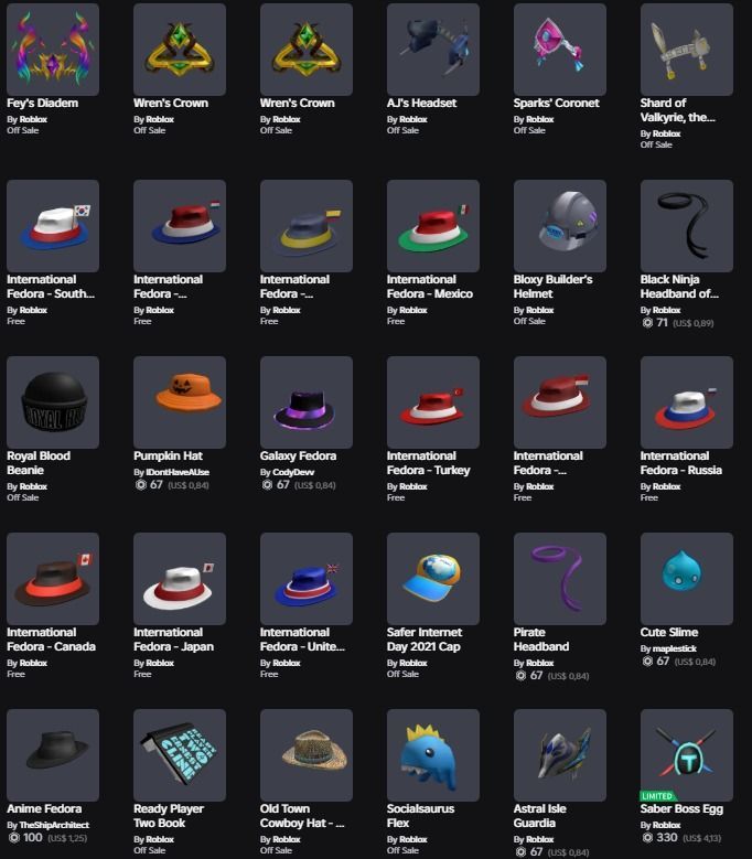 Conta Roblox com muitos itens e progresso