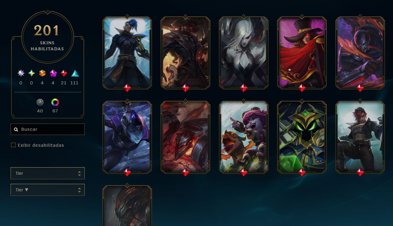 Conta LOL esmeralda full champs
