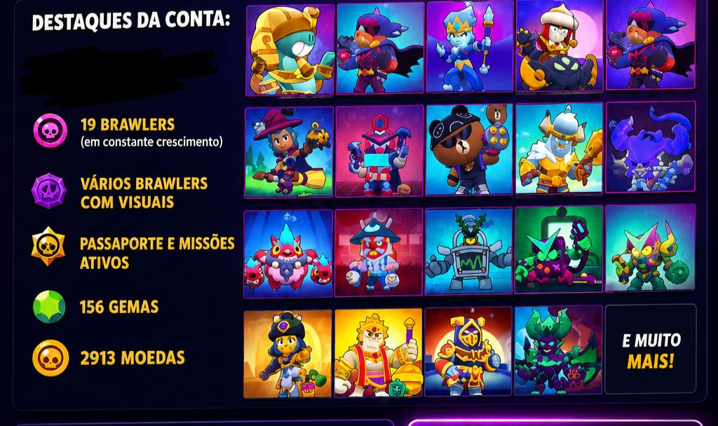 Conta Brawl Stars | 8.647 Troféus | 19 Brawlers | Várias Skins