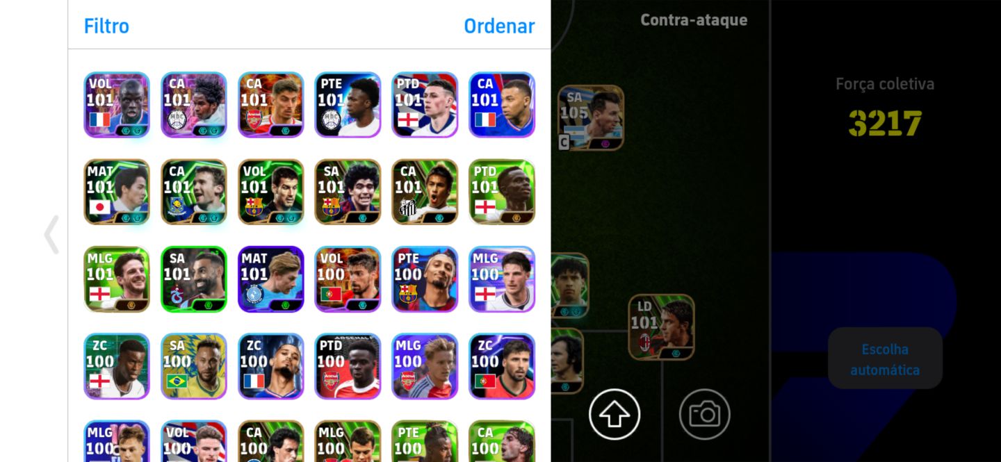 CONTA EFOOTBALL MOBILE À VENDA! ELENCO FORTE + 3217 DE FORÇA COLETIVA!