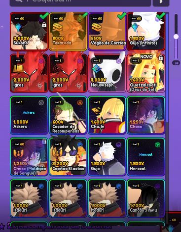 Conta anime vanguards Sukuna e Gojo monarch+ 1,7K TRAITS+ 140K gems
