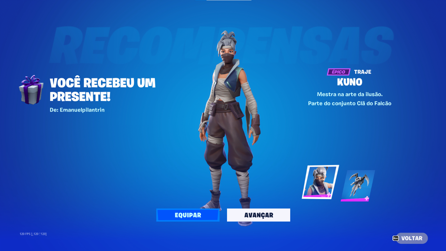 Fortnite Gifts: Skins/Itens - 50% do Valor