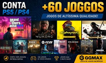 Conta PS5/PS4 +60 Jogos | GTA VI Ultimate, Black Myth: Wukong, Spider-Man 2