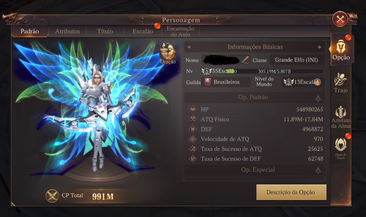 Conta MU: Dark Epoch | VIP 11 | Elfo INI 991M CP | Servidor URUK 21