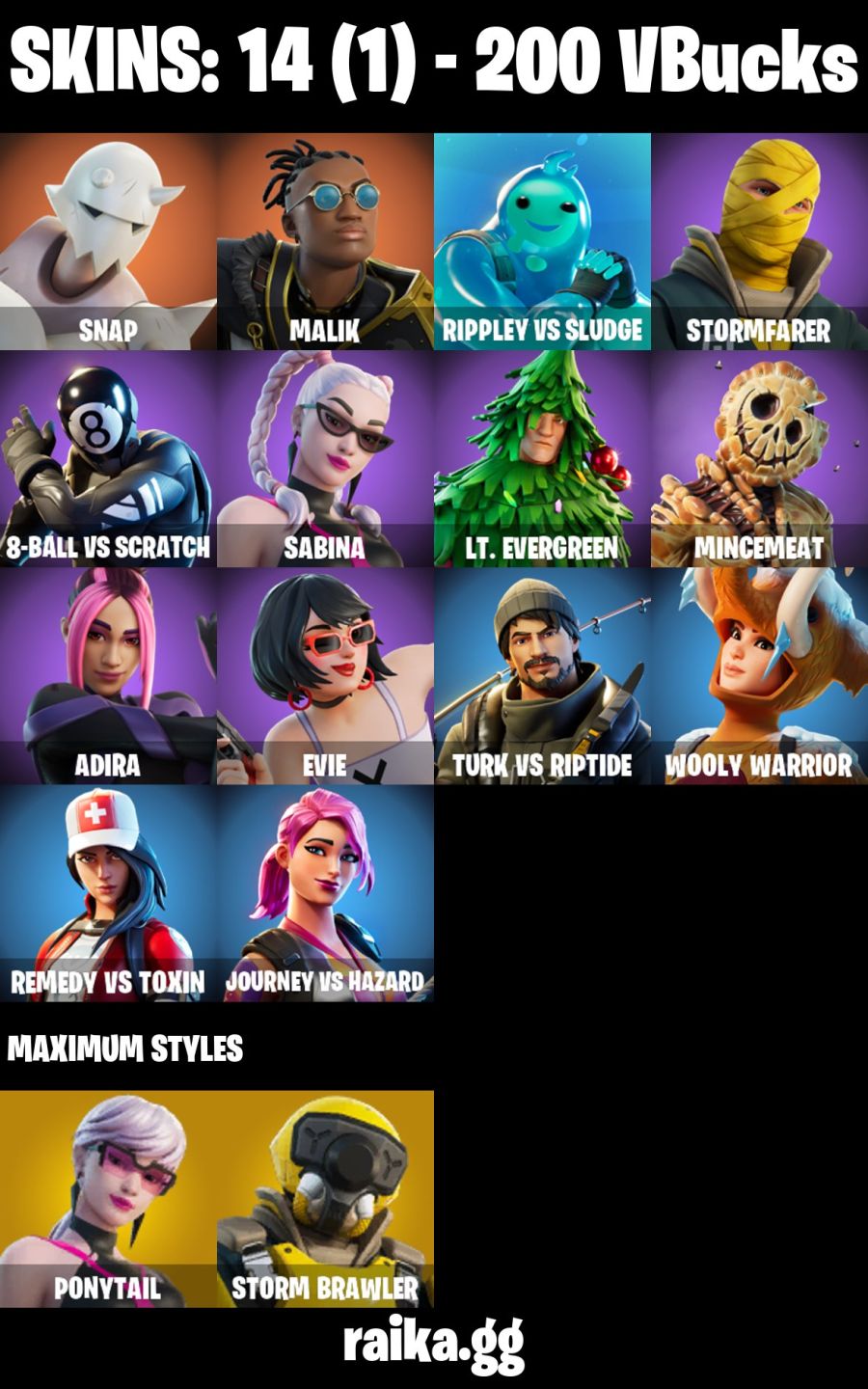 CONTA FORTNITE COM 14 SKINS MALIK/SNAP/EVIE/ADIRA/SABINA/TURK VS RIPTIDE