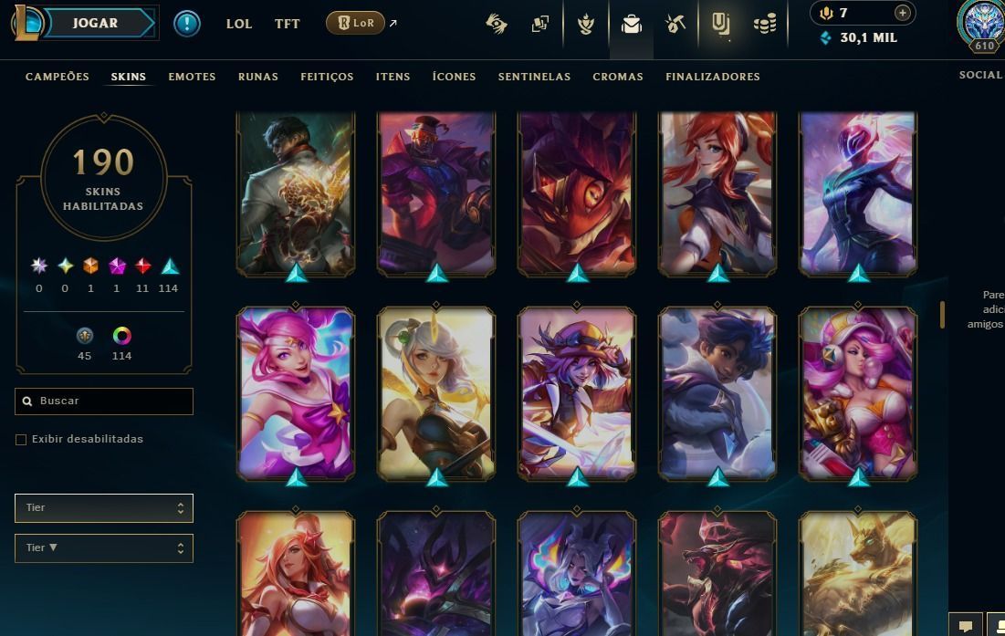 CONTA LEAGUE OF LEGENDS - 190 SKINS | NIVEL 610 | FULL ACESSO
