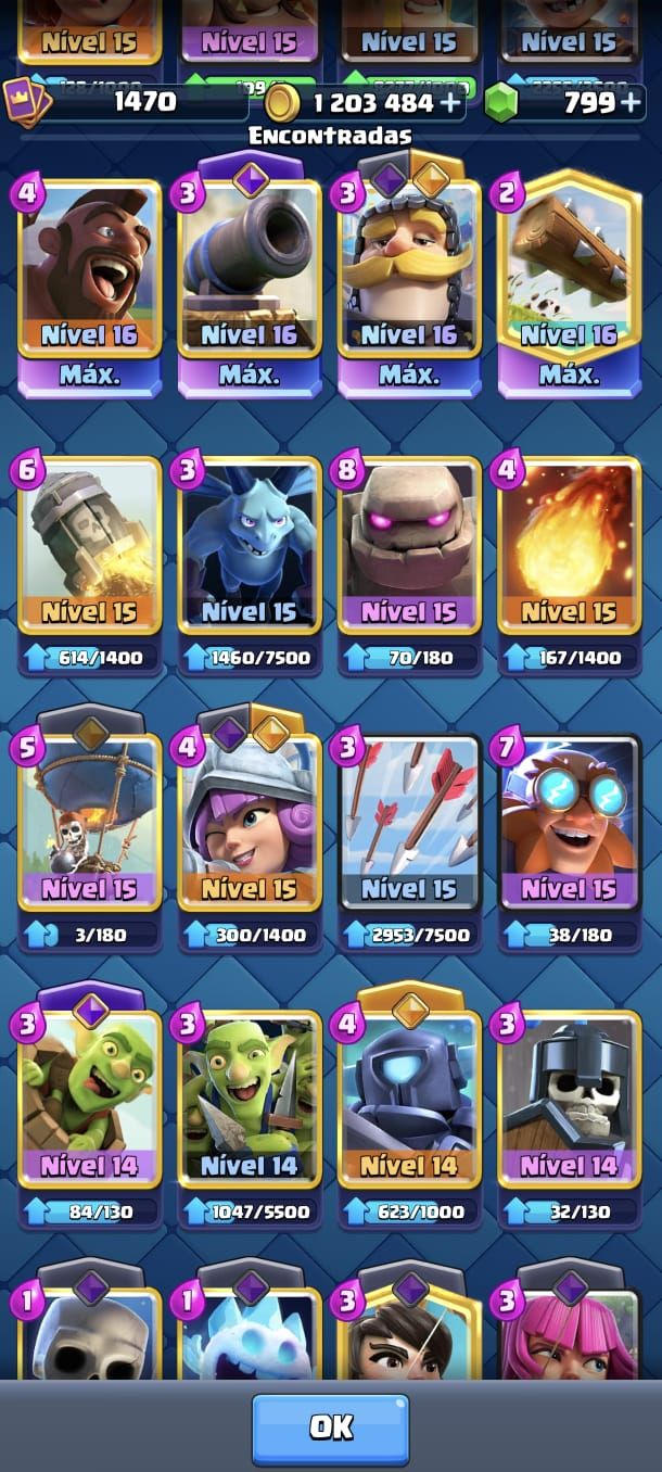 Conta Clash Royale com cartas nível max, evoluções e heróis.