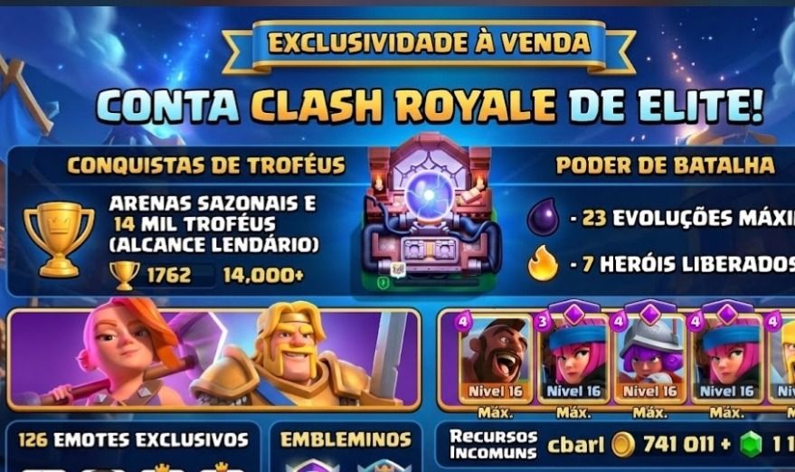 CONTA CLASH ROYALE, 14K TROFÉUS E 9 ANOS DE JOGO!