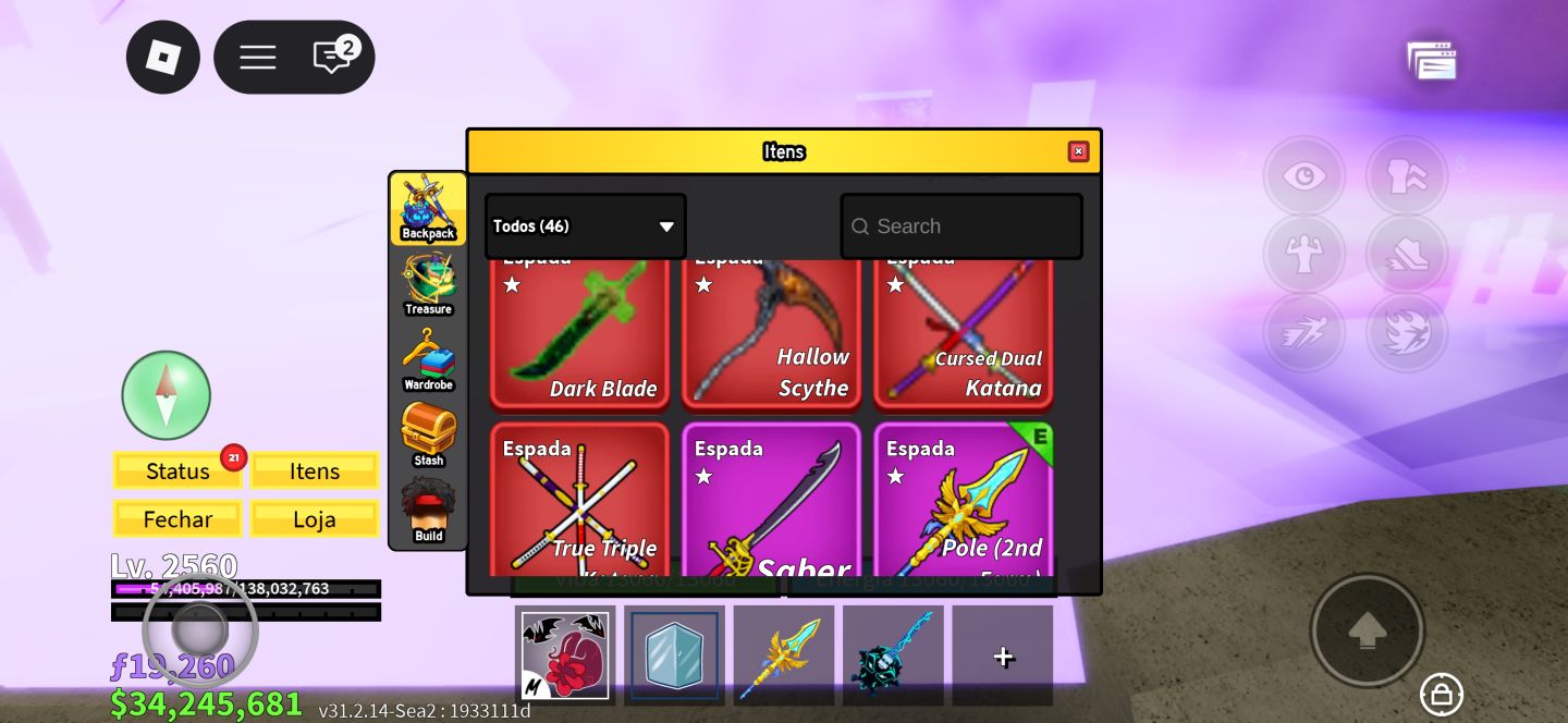 CONTA BLOX FRUITS + MUITAS GAMEPASS!