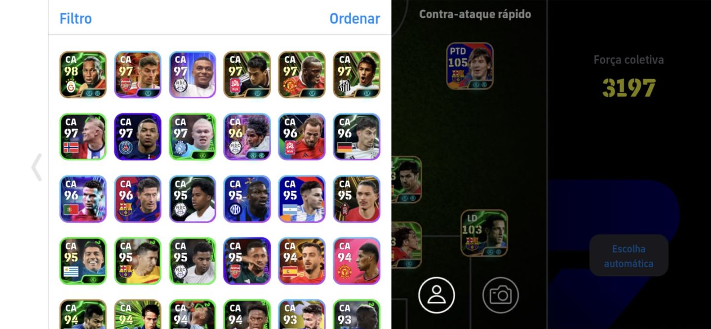 Conta Efootball - Messi 2012, Batistuta, Griezman, Buffon 105, Neymar copa 2014