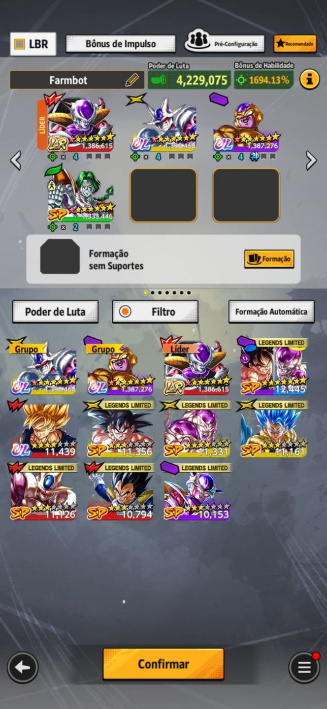 Freeza Legend, Golden frieza e Cooler Ultra e Zarbon, Todos 8 Estrelas time Meta