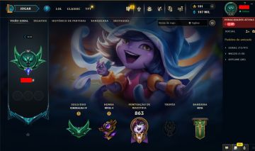 Conta lol Esmeralda - main sup/adc +300 skins e +100 cromas com icones raros.