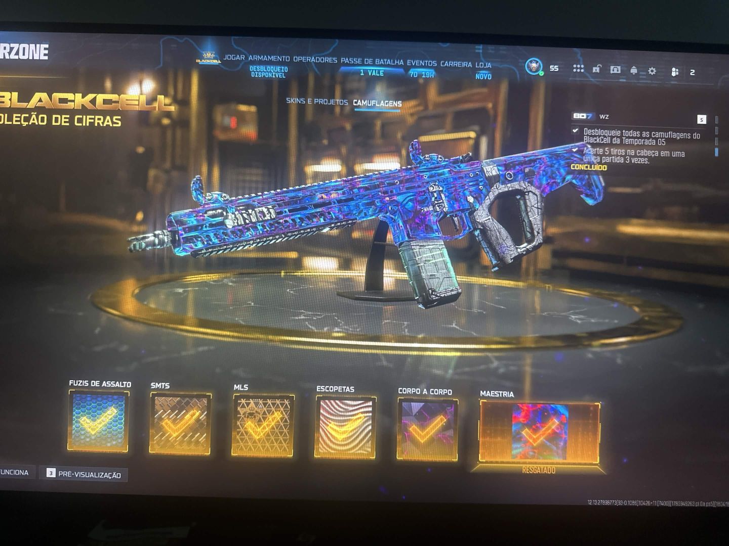 CONTA WZ INSANA! 30+ CAMOS, IRIDESCENTE, SKINS RARAS, ARMAS FULL!
