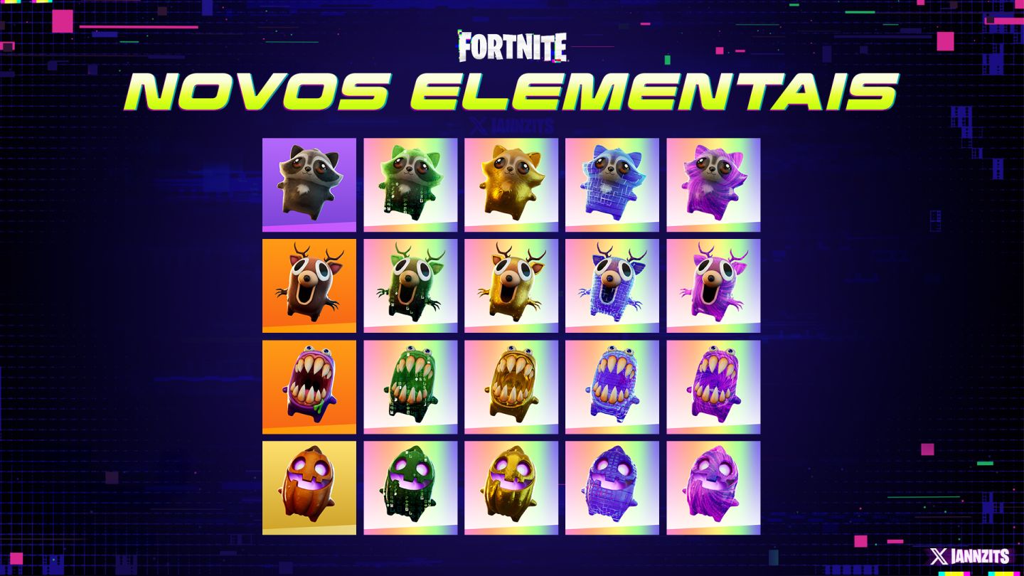 TODOS ELEMENTAIS DO FORTNITE - NOVOS ELEMENTAIS! - [SALGUEIRO - MEL ] [PROMOÇÃO]