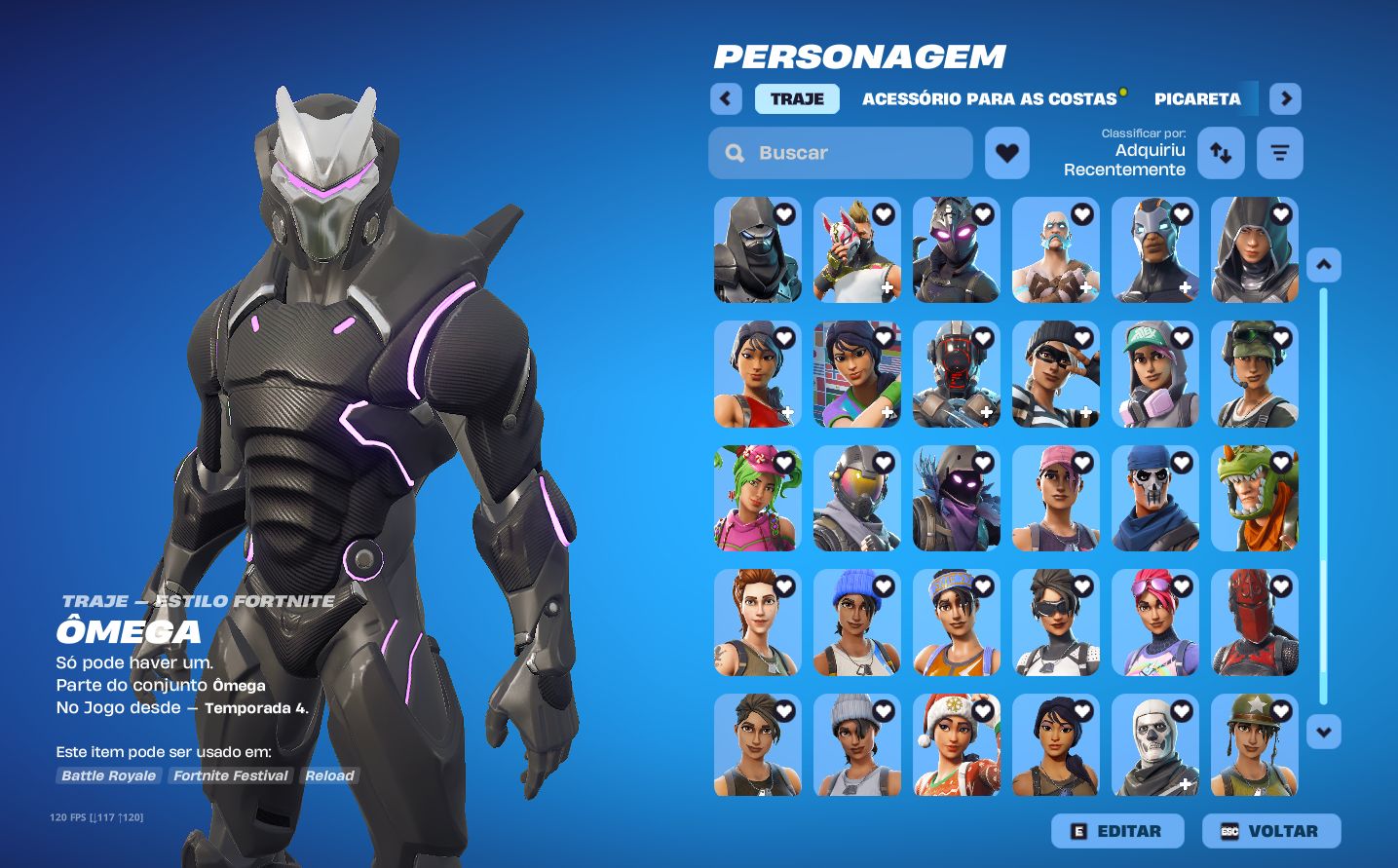 Conta fortnite minty axe,stw fundador,omega full e itens muito raros +3000vbucks