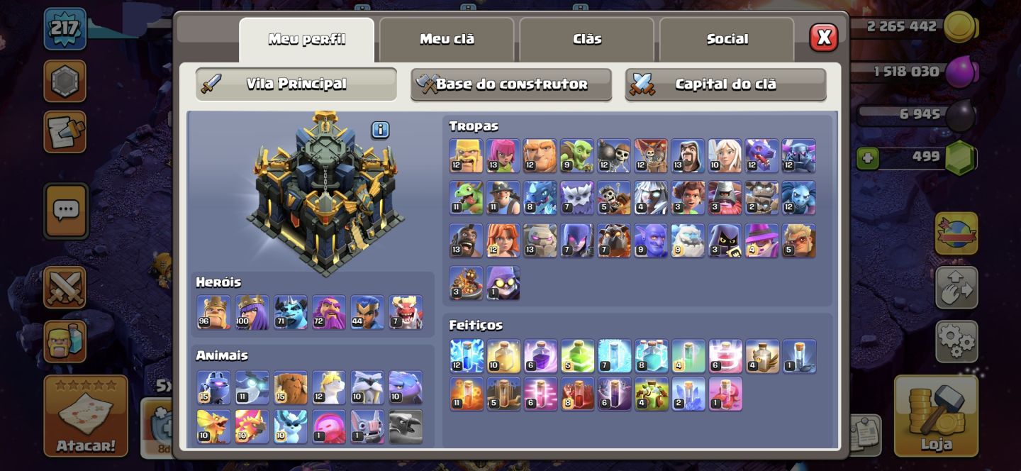 Muitas Contas Fortes da Supercell Juntas Cv17, clash 14k de troféus, etc