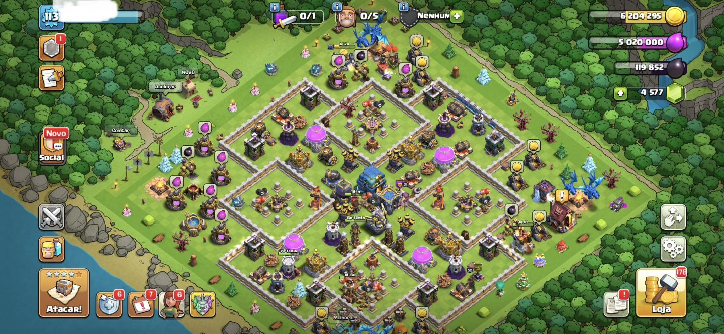 Conta clash of clans cv 12 antiga